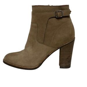 Lucky Brand Minkk‎ Leather High Heel Ankle Boots Side Zipper & Buckle  Size 7.5